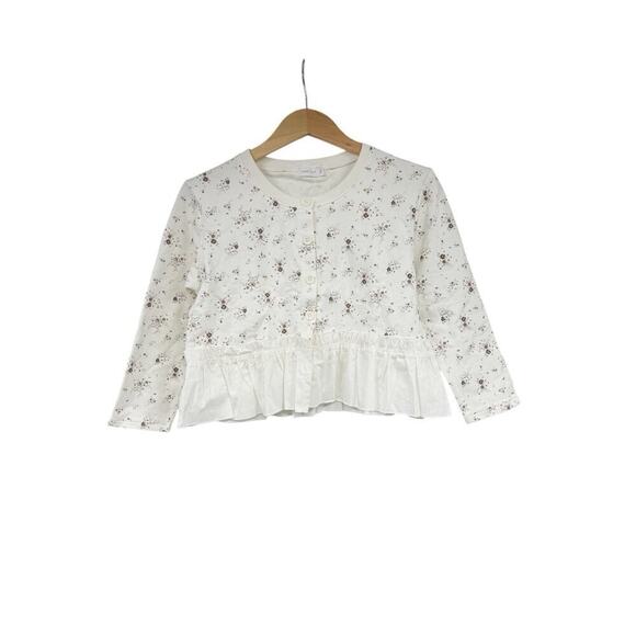 Jamie Kay 100% Organic Cotton Cream White Floral Button Cardigan Kids Girls 8Y - Picture 1 of 7